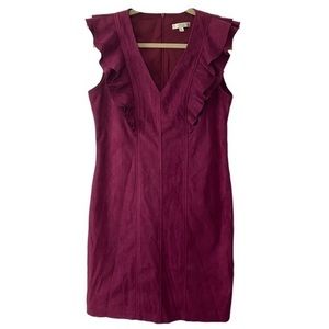 Jade Melody Tam Sleeveless Suede Deep V-Neck Sheath Mini Dress‎   Sz S